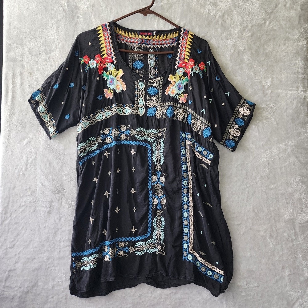 Johnny Was Top Womens Size Large Floral Button Up Blouse Boho Aztec Lynn Shirt